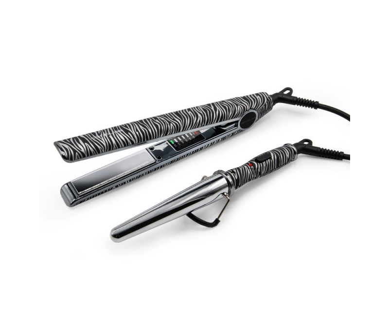 Kit Corioliss Plancha de Pelo C1 Digital Silver Zebra + Rizador Glamour Wand Mini